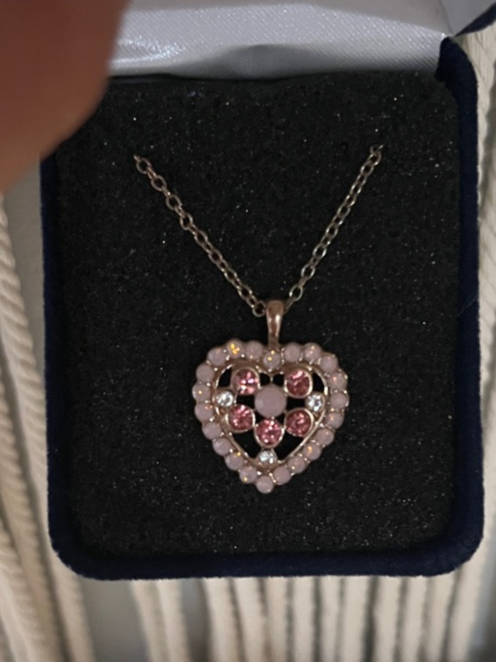 Pink and Silver Heart Pendant Necklace - Picture 2 of 2